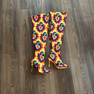 Thigh-High Tie-Dye Boots